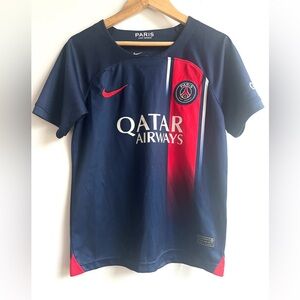 Kids Size M/24 PSG Nike Soccer Jersey Blue and Red Sports